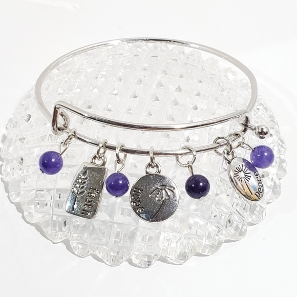 paparazzi Jewelry - Growing strong bangle bracelet silvertone Faith Hope Peace